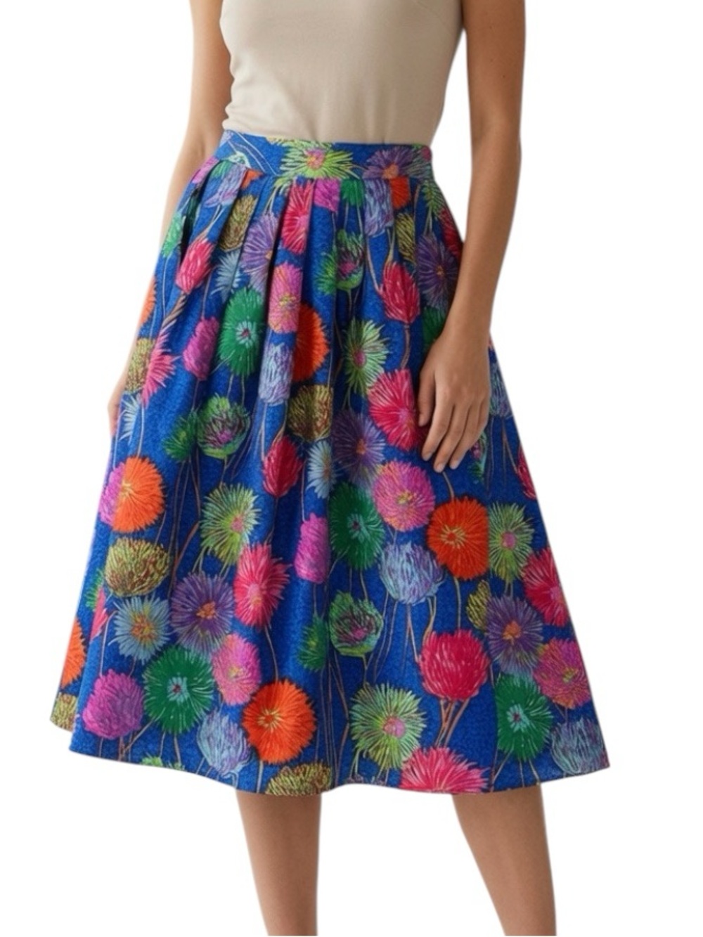 ANNE CRIMMINS: For UMI Collection Vintage 100% Silk Floral Skirt - Size 10